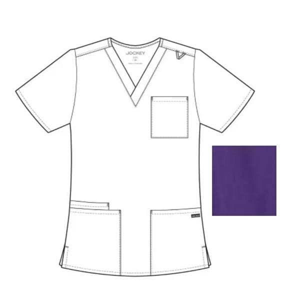 Jockey Scrub Scrub Top V-Neck 4 Pockets Short Sleeves Large Purple Unisex Ea