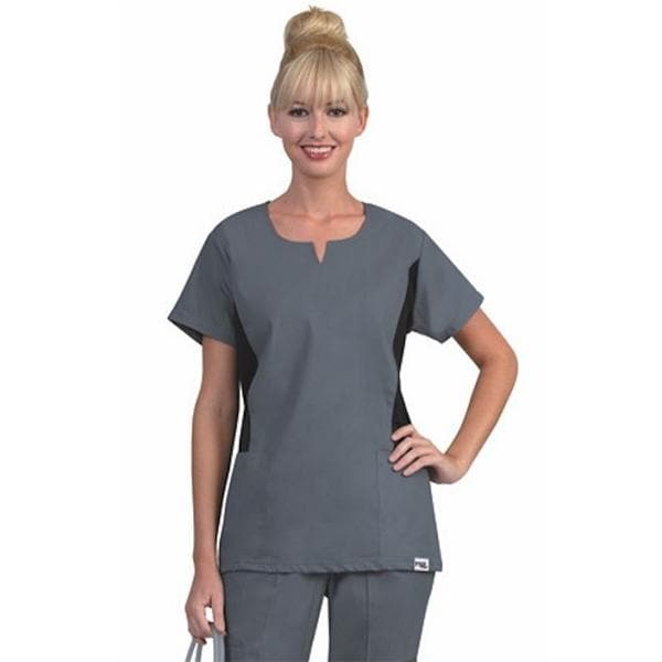 SimplySoft Scrub Top Notch Neckline Medium Pewter Womens Ea