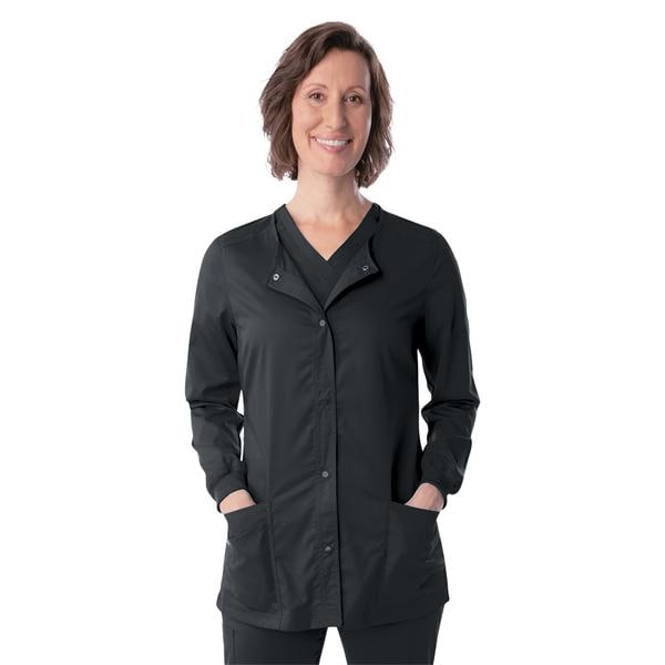 Proflex Warm-Up Jacket 3 Pockets Long Sleeves / Knit Cuff Small Black Womens Ea