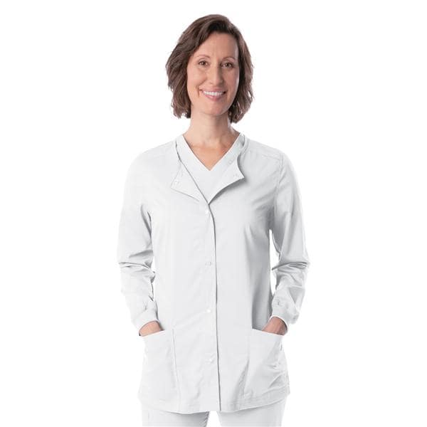 Proflex Warm-Up Jacket 3 Pockets Long Sleeves / Knit Cuff Large White Womens Ea