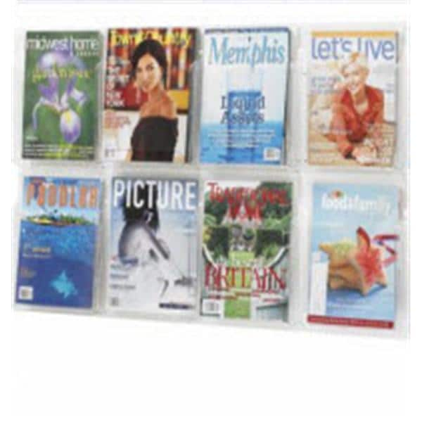 Wall Literature Display 6 Magazine Pockets / 12 Pamphlet Pockets Clear 45x30 Ea