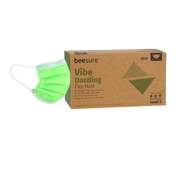 BeeSure Vibe Mask ASTM Level 3 Green 50/Bx, 8 BX/CA