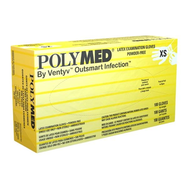 Polymed Latex Exam Gloves Large White Non-Sterile