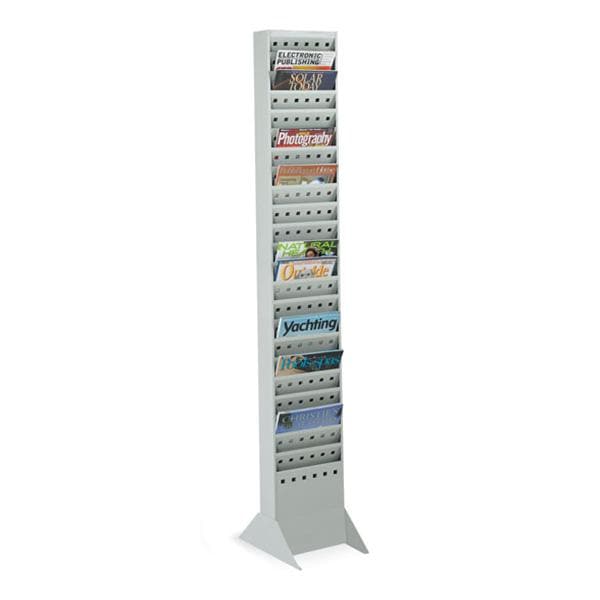 Wall/Floor Magazine Display 23 Pockets Gray 65.5 in x 10 in x 4 in Ea