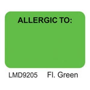 Label Chart Allergic Green 1"x1.5" 500/Roll