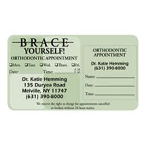 Peel N Stick Appointment Card Orthodontic Brace 500/Bx