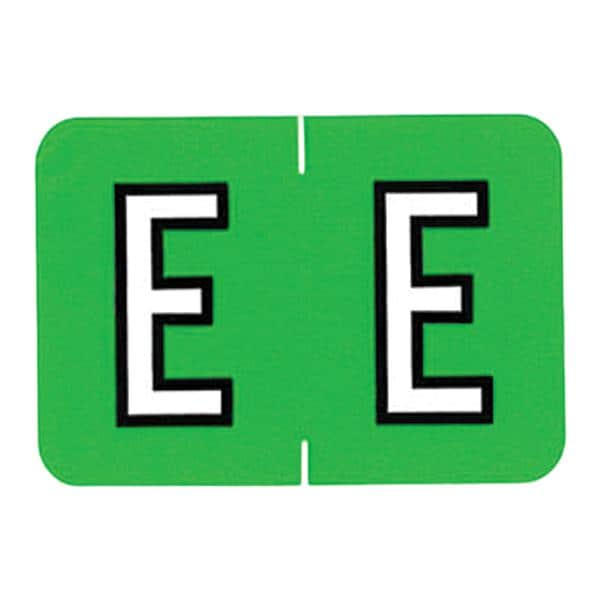 Sycom "E" End Tab Green Labels 1"x1.5" 500/Rl