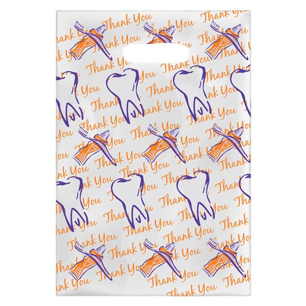 Scatter Print Bags Thank You Dental 2 Sided Print Clear 100/Bx