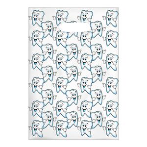 Scatter Print Bags Cute Tooth Guy 2 Sided Print Clear 100/Bx