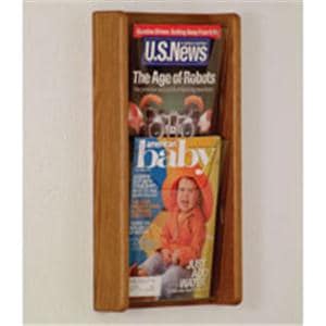 Stance Wall Magazine Display 2 Pockets Medium Oak 19 in x 11 in x 3 in Ea