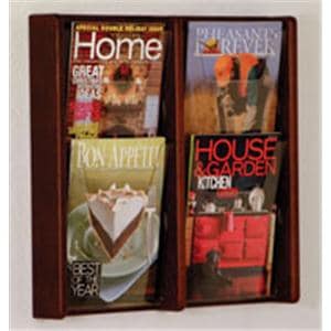 Stance Wall Magazine Display 4 Pockets Mahogany 19 in x 21.25 in x 3 in Ea