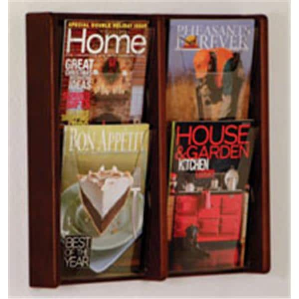 Stance Wall Magazine Display 4 Pockets Mahogany 19 in x 21.25 in x 3 in Ea