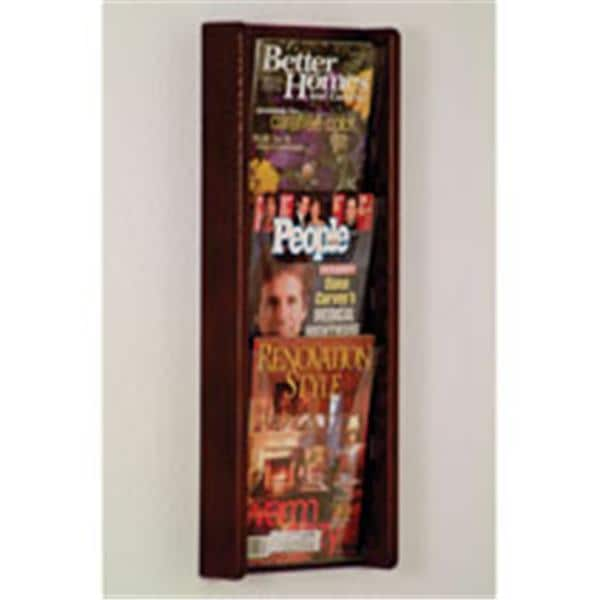 Stance Wall Magazine Display 3 Pockets Mahogany 26.25 in x 11 in x 3 in Ea