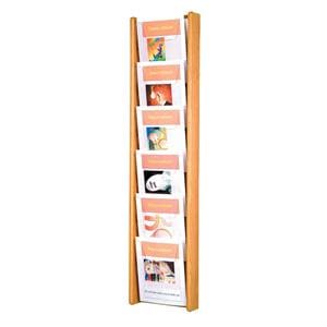 Stance Wall Magazine Display 6 Pockets Light Oak 48 in x 11 in x 3 in Ea