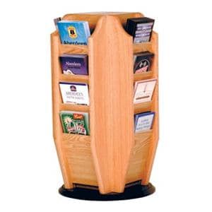 Counter Rotary Brochure Display 16 Pockets Light Oak 12 in x 23 in x 12 in Ea