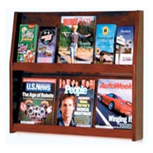 Slope Wall Literature Display 12 Pockets Mahogany Wood 28.25x24.5x4.75 Ea