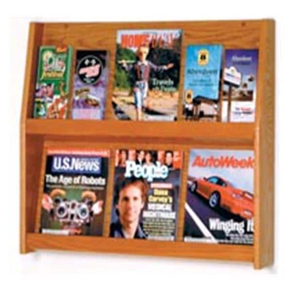 Slope Wall Literature Display 12 Pockets Medium Oak 28.25x24.5x4.75 Ea