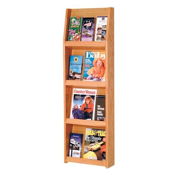 Slope Wall Literature Display 12 Pockets Light Oak 15 in x 49 in x 4.75 in Ea