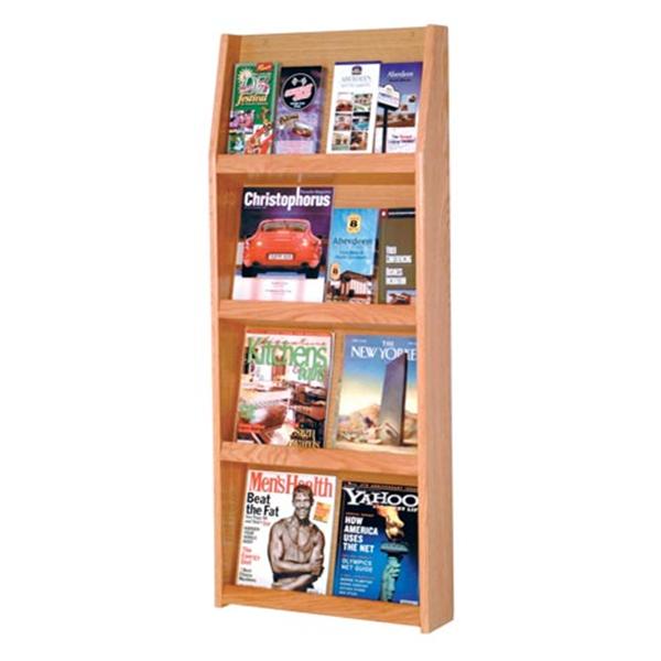 Slope Wall Literature Display 16 Pockets Light Oak 19.5 in x 49 in x 4.75 in Ea