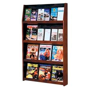 Slope Wall Literature Display 24 Pockets Mahogany 28.25 in x 49 in x 4.75 in Ea