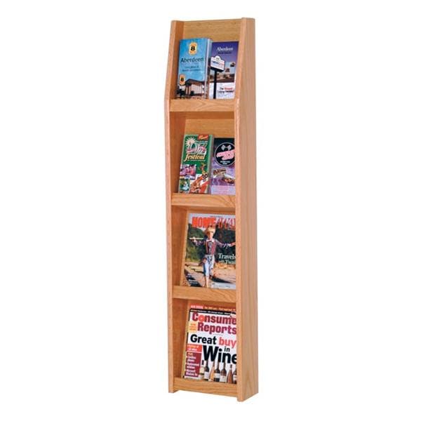 Slope Wall Literature Display 8 Pockets Light Oak 10.5 in x 49 in 4.75 in Ea