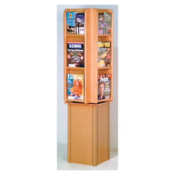 Floor Rotary Literature Display 12 Mgzn/24 Brchr Lt Oak 16.5x61.5x16.5 Ea