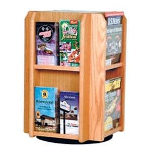 Rotary Literature Display 8 Magazines / 16 Brochures Lt Oak 16.5x24.75x16.5 Ea