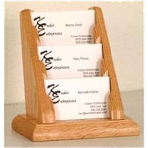 Business Card Holder 3 Pockets Light Oak Wood Ea