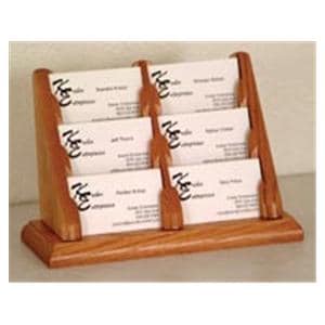 Business Card Holder 6 Pockets Medium Oak Wood Ea