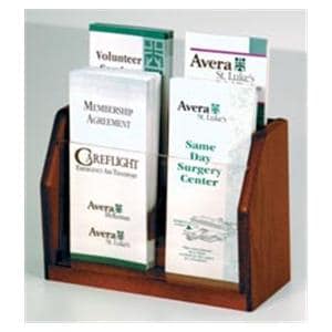 Counter Brochure Display 4 Pockets Mahogany 7.5 in x 9.5 in x 4 in Ea