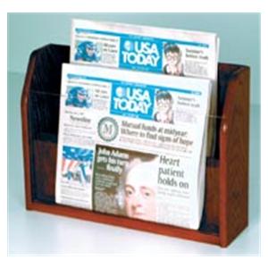 Counter Newpaper Holder 2 Pockets Mahogany 17.75 in x 12.5 in x 4.75 in Ea