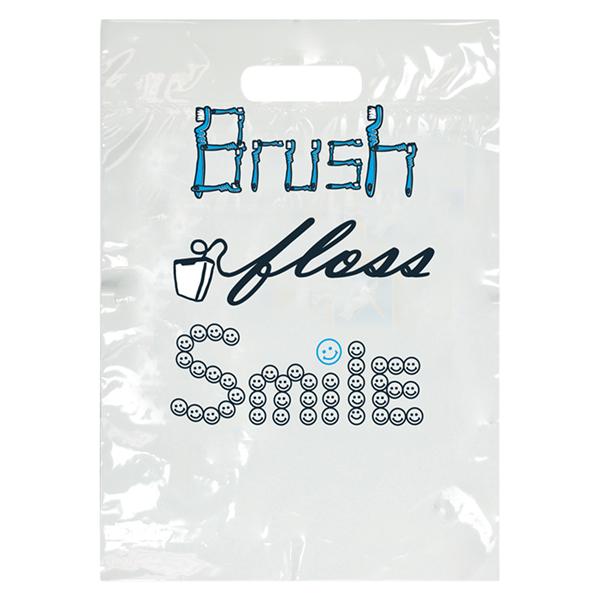 2-Color Bags Brush Floss Smile Blue White 9 in x 13 in 100/Pk