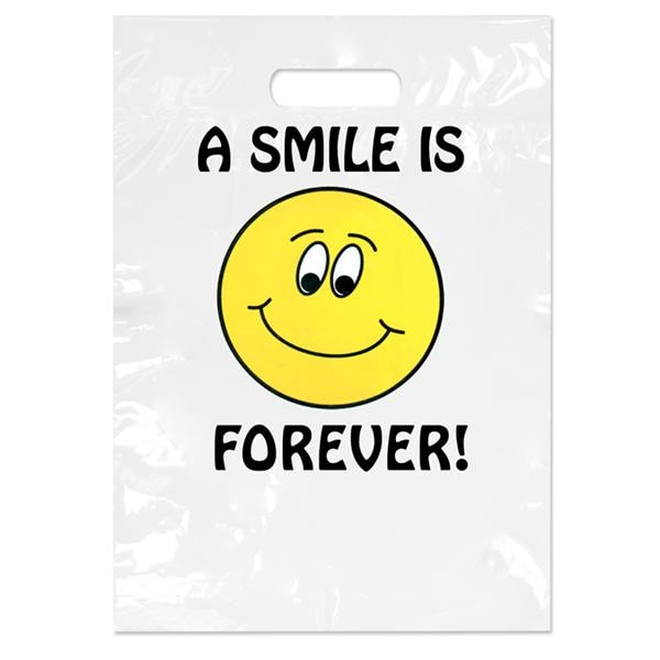 2-Color Bags Smile Forever White 9 in x 13 in 100/Pk