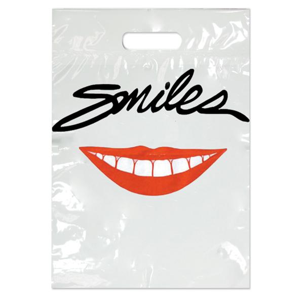 2-Color Bags Smiles Red Lips White 9 in x 13 in 100/Pk