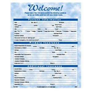 Registration / History Forms Bright Skies 2-Sided English Blue 8.5"x11" 100/Pk