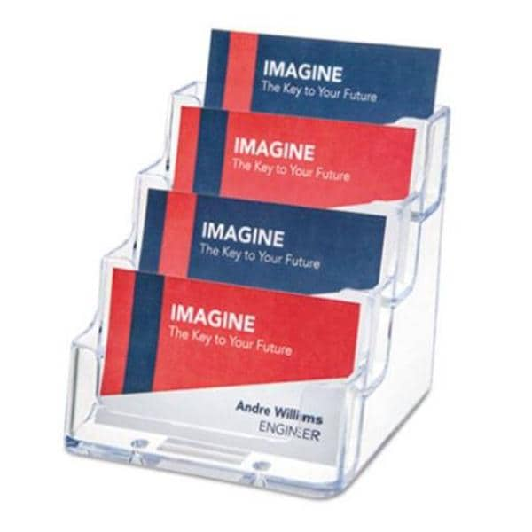 Business Card Holder 4 Pockets Clear Plastic Ea, 12 EA/CA