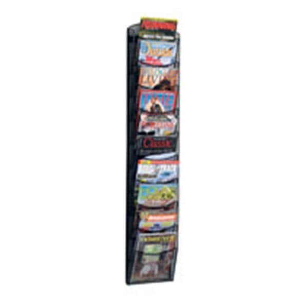 Onyx Wall Magazine Display 10 Pockets Black 50.25 in x 10.25 in x 3.75 in Ea