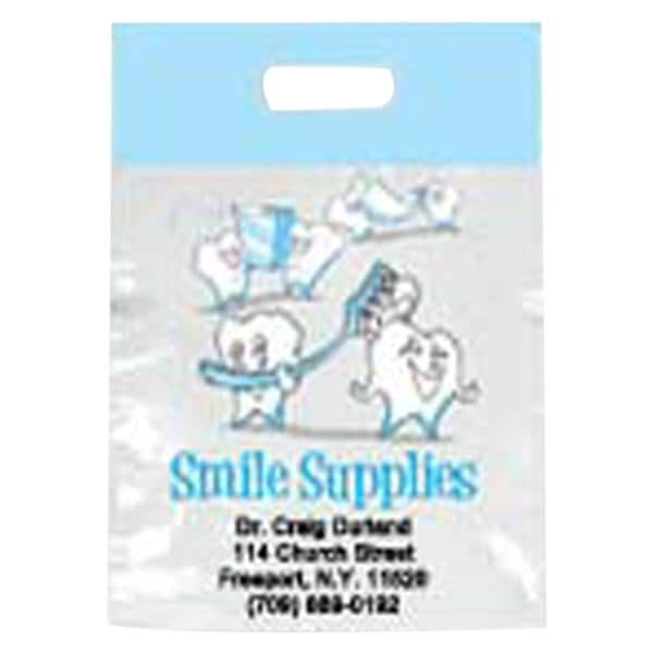 2-Color Bags Imprinted Tooth Supplies Small 7.5 in x 9 in 500/Pk