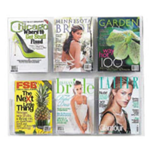 Clear2c Wall Magazine Display 6 Pockets Clear 23.5 in x 28.75 in x 3 in Ea