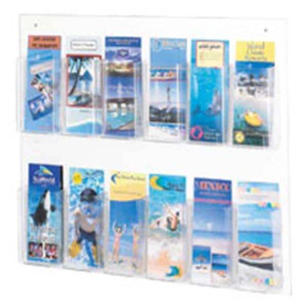 Clear2c Wall Pamphlet Display 12 Pockets Clear Plastic 28.75x23.5x3 Ea