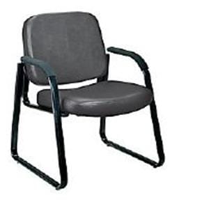 OFM Deluxe Anti-Microbial Guest Chair Black Frame Gray Vinyl Ea