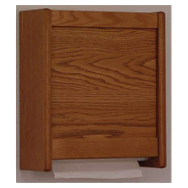 Paper Towel Dispenser Medium Oak Wood With Waterproof Plastic Bottom Panels Ea