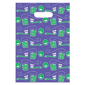 Scatter Print Bags Blue / Green Brush Floss 2 Sided Print Clear 100/Bx