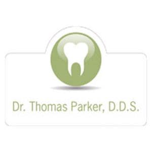 Name Badge Tooth Full Color Green Plastic Ea