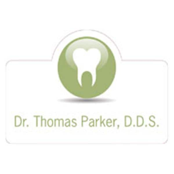 Name Badge Tooth Full Color Green Plastic Ea