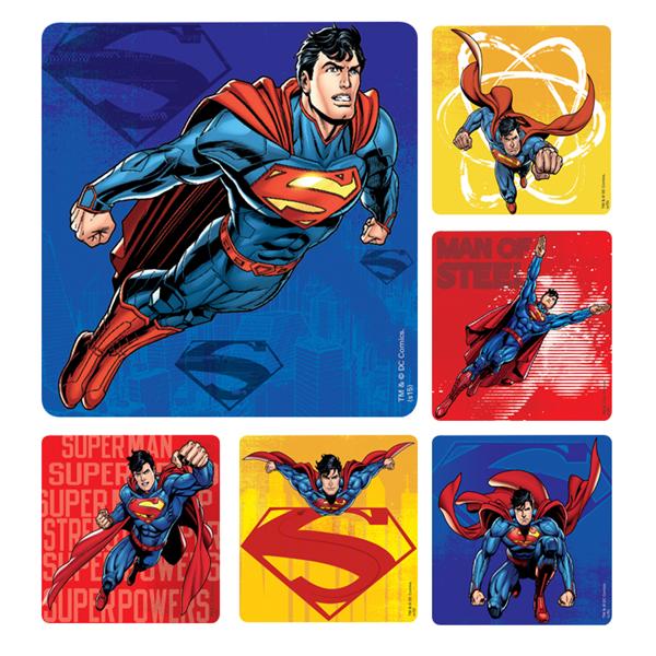 Stickers 2.5 in x 2.5 in Superman Assorted 100/Rl