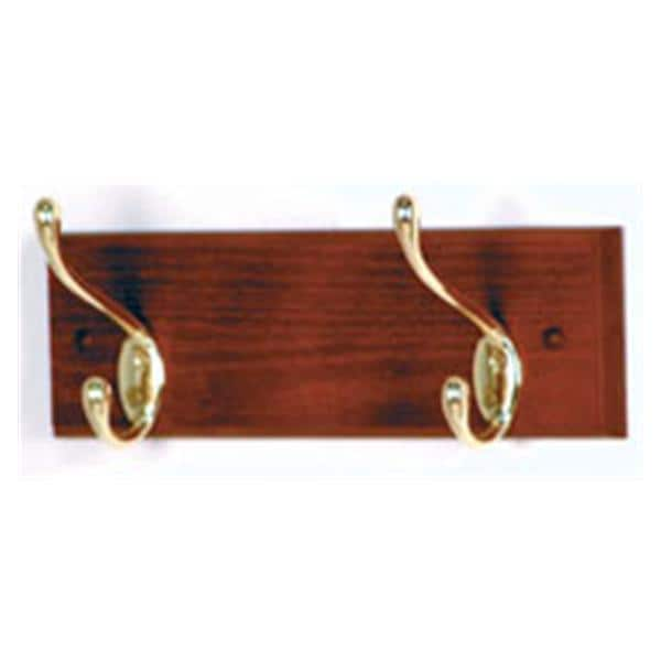 Coat Rack Mahogany With 2 Brass Hooks Ea