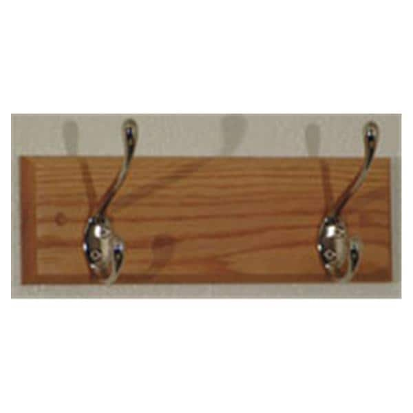 Coat Rack Light Oak With 2 Nickel Hooks Ea