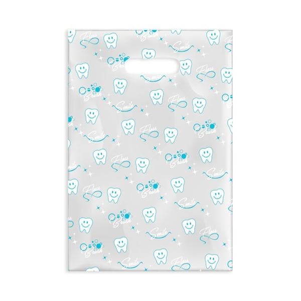 Scatter Print Bags Smile Floss Brush 2 Sided Print Clear 100/Bx