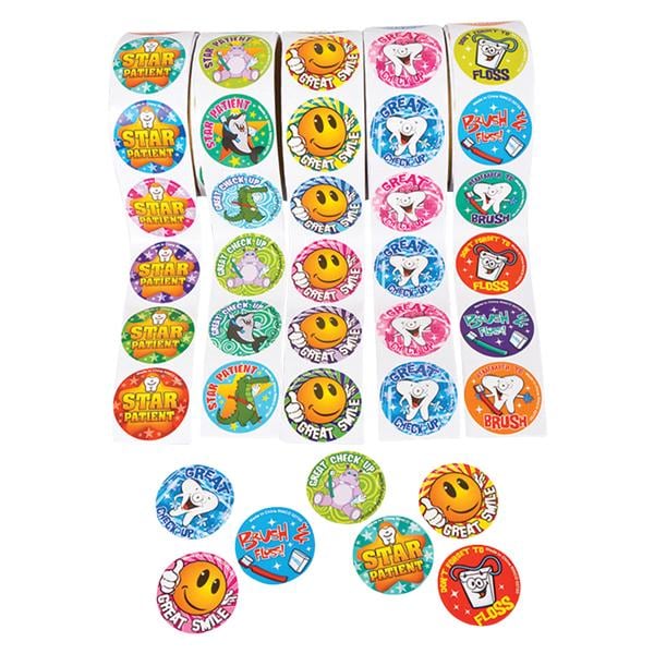 Stickers Dental 2 in Assorted 500/Rl